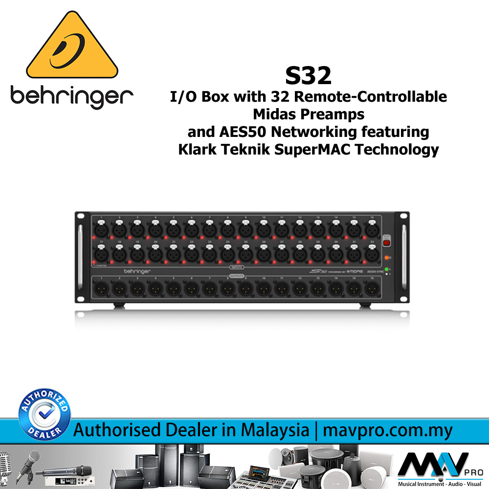 Behringer S32 I/O Box with 32 Remote-Controllable Midas Preamps l
